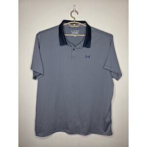 Under Armour Heat Gear blue white striped short sleeve polo shirt - 4XL / XXXXL